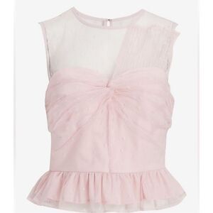 Express L Pink Tulle Peplum Bubble Top